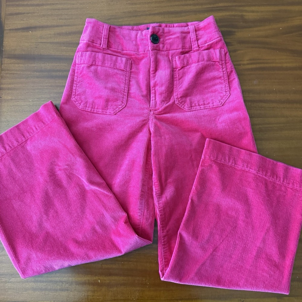 Maeve‎ Anthropologie Colette Wide Leg Pants Women's 26 Pink Corduroy Trouser F/W